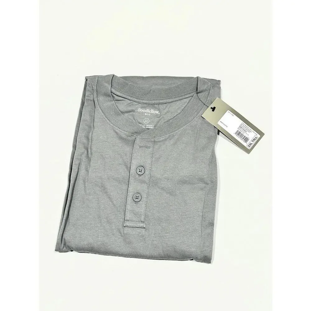 NEW Goodfellow & Co Men's T-Shirt Long Sleeve Gray Button Front XXL Tall NWT - Picture 9 of 9